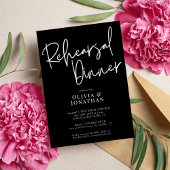 White and Black Wedding Rehearsal Dinner Kaart