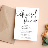 White and Black Wedding Rehearsal Dinner Kaart