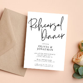 White and Black Wedding Rehearsal Dinner Kaart