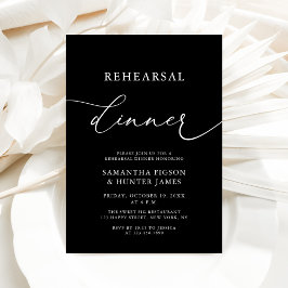 White and Black Wedding Rehearsal Dinner Kaart