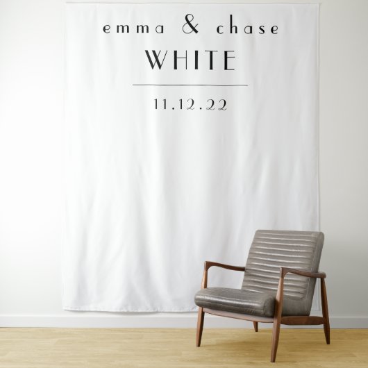 White and Black Wedding Tapestry Wandkleed (In situ)