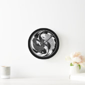 White and Black Yin Yang Koi Fish Ronde Klok (Huis)