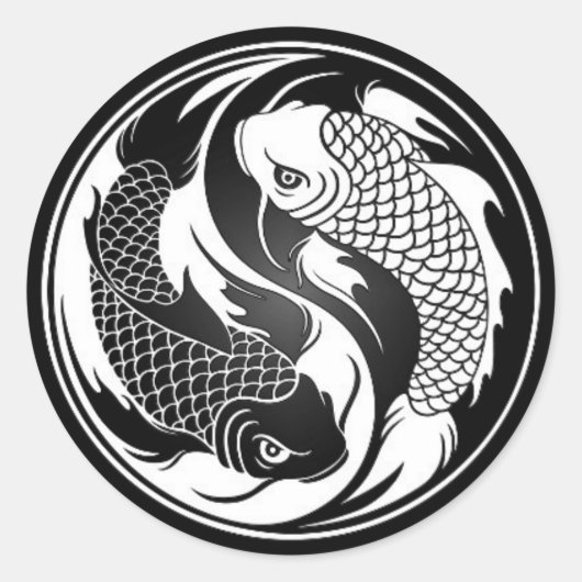 White and Black Yin Yang Koi Fish Ronde Sticker (Voorkant)