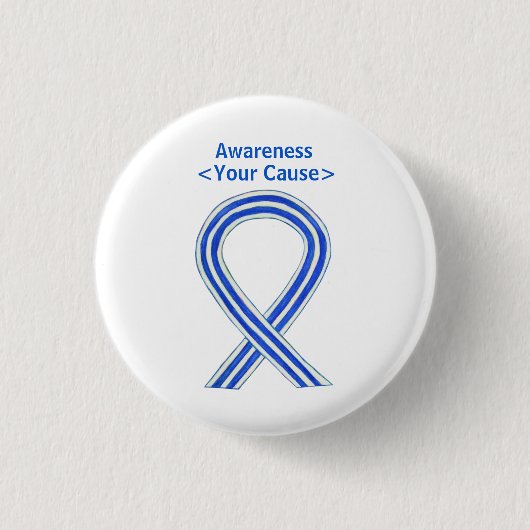 White and Blue Awareness Ribbon Custom ALS Buttonn Ronde Button 3,2 Cm (Voorkant)