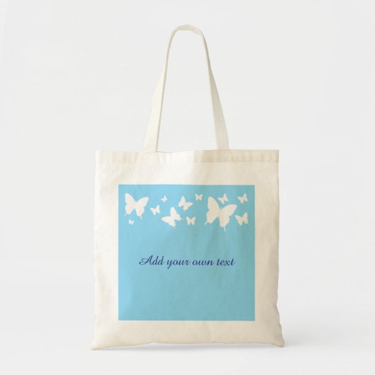 White and Blue Butterfly Tote Bag Wedding Favour  (Voorkant)