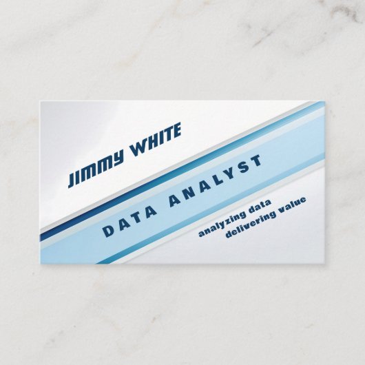 White and Blue Data Analist Visitekaartje (Voorkant)