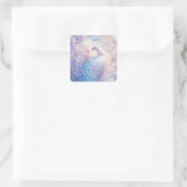 White and Blue Peacock in Ethereal Fantasy Garden Vierkante Sticker (Tas)