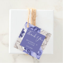 White and Blue Peony Florals Dank je Bedankjes Labels