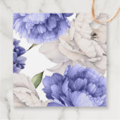 White and Blue Peony Florals Dank je Bedankjes Labels (Achterkant)
