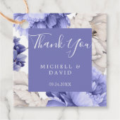 White and Blue Peony Florals Dank je Bedankjes Labels (Voorkant)