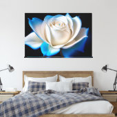 White and Blue Rose Canvas Afdruk (Insitu (Slaapkamer))