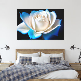 White and Blue Rose Canvas Afdruk