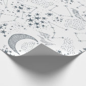 White and Blue Starry Moon Pattern Cadeaupapier (Hoek)