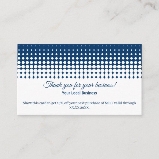 White and Blue Thank You For Your Business and Kortingskaartje (Voorkant)