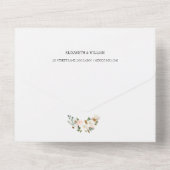 White and Blush Pink Magnolia Floral Weduwfoto All In One Uitnodiging (Achterkant)