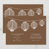 White and Brown Lantern Wedding Invitation Kaart (Voorkant / Achterkant)