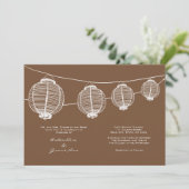 White and Brown Lantern Wedding Invitation Kaart (Staand voorkant)