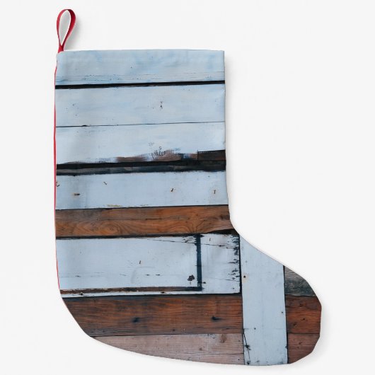 White and brown wooden board kleine kerstsok (Voorkant)