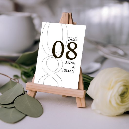 White and BrownModern Wedding Table Number Card  Kaart