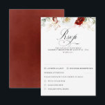 White and Burgundy Red Flowers Wedding RSVP Kaartje<br><div class="desc">White and burgundy red flowers wedding reply cards</div>
