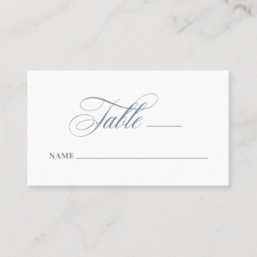 White and Dusty Blue | Classic Luxe Wedding Flat Plaatskaartje (Voorkant)