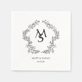 White and Floral Crest Frame Elegant  Servet (Voorkant)