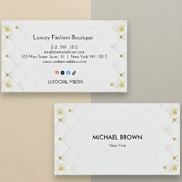 White and Gold Business Card Template Visitekaartje