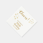 White and Gold Cheers Custom Name 50th Birthday Servet (Hoek)