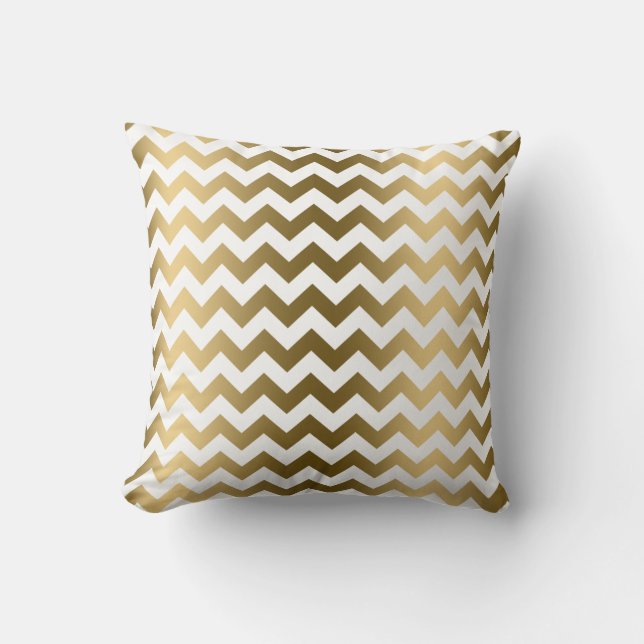 White and Gold Chevron Pattern Kussen (Voorkant)