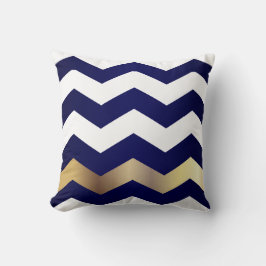 White and Gold Chevron Pattern op Navy Blue Kussen