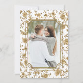 White and Gold Chinoiserie Crest Photo Wedding Save The Date (Achterkant)