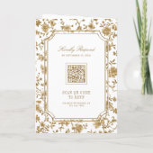 White and Gold Chinoiserie Crest QR Code Wedding (Achterkant)