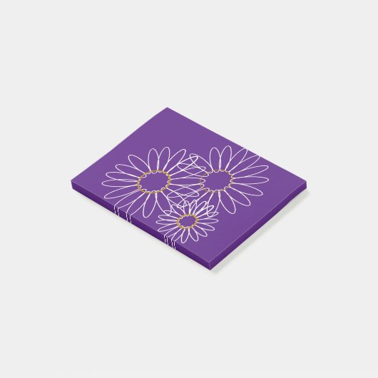 White and Gold Daisies Post-it Notes (Schuin)
