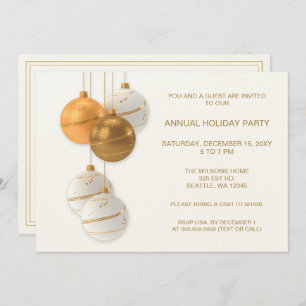 White and Gold Elegant Corporate Holiday Party Kaart
