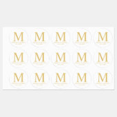 White and Gold Elegant Monogram Wedding Favor Labels (Vel)