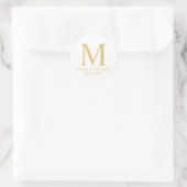 White and Gold Elegant Monogram Wedding Favor Ronde Sticker (Tas)