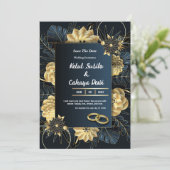 White and Gold Elegant Wedding Invitation Kaart (Staand voorkant)