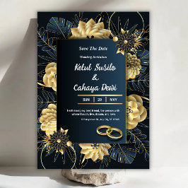 White and Gold Elegant Wedding Invitation Kaart