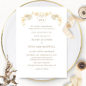 White and Gold Enchanting Monogram Formele bruilof Kaart