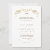 White and Gold Enchanting Monogram Formele bruilof Kaart (Voorkant)