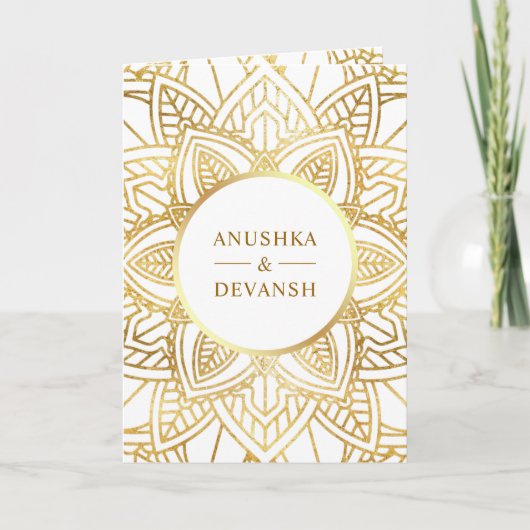 White and Gold Ethnic Mandala Indian Wedding (Voorkant)