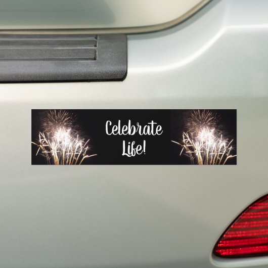 White and Gold Fireworks I Patriottic Celebration Bumpersticker (Op auto)