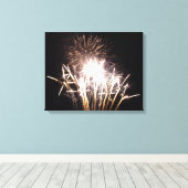 White and Gold Fireworks I Patriottic Celebration Canvas Afdruk (Insitu (Houten vloer))
