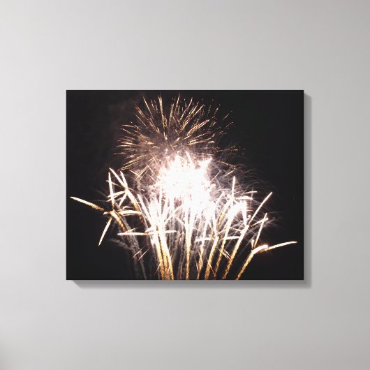 White and Gold Fireworks I Patriottic Celebration Canvas Afdruk (Voorkant)