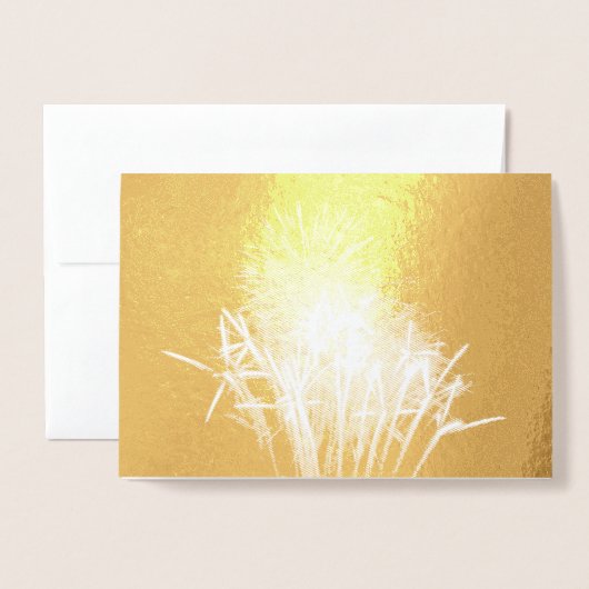 White and Gold Fireworks I Patriottic Celebration Folie Kaarten (Voorkant met envelop)