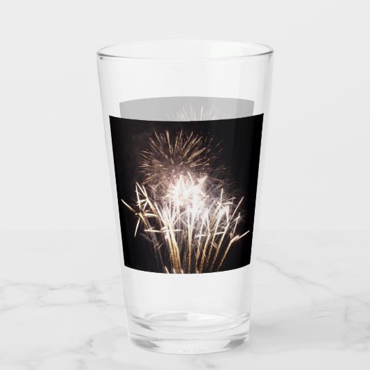 White and Gold Fireworks I Patriottic Celebration Glas (Achterkant)