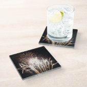 White and Gold Fireworks I Patriottic Celebration Glazen Onderzetter (Schuin)