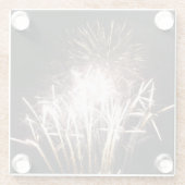 White and Gold Fireworks I Patriottic Celebration Glazen Onderzetter (Achterkant)