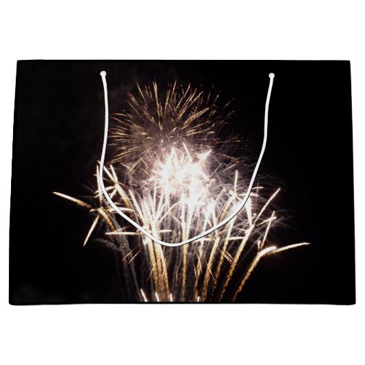White and Gold Fireworks I Patriottic Celebration Groot Cadeauzakje (Voorkant)