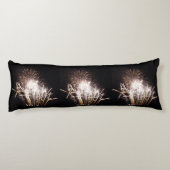 White and Gold Fireworks I Patriottic Celebration Lichaamskussen (Achterkant)